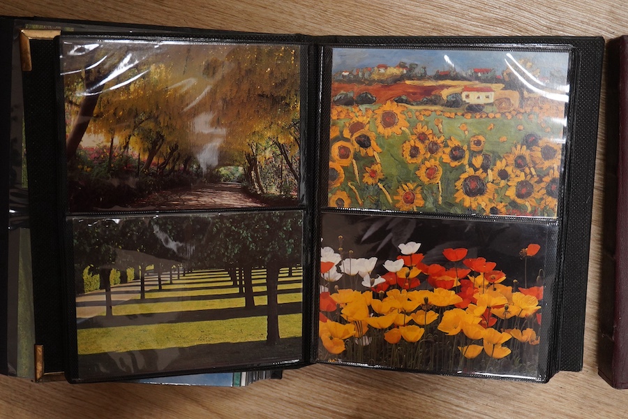 A quantity of various post cards arranged in three albums to include botanical interest. Condition - fair